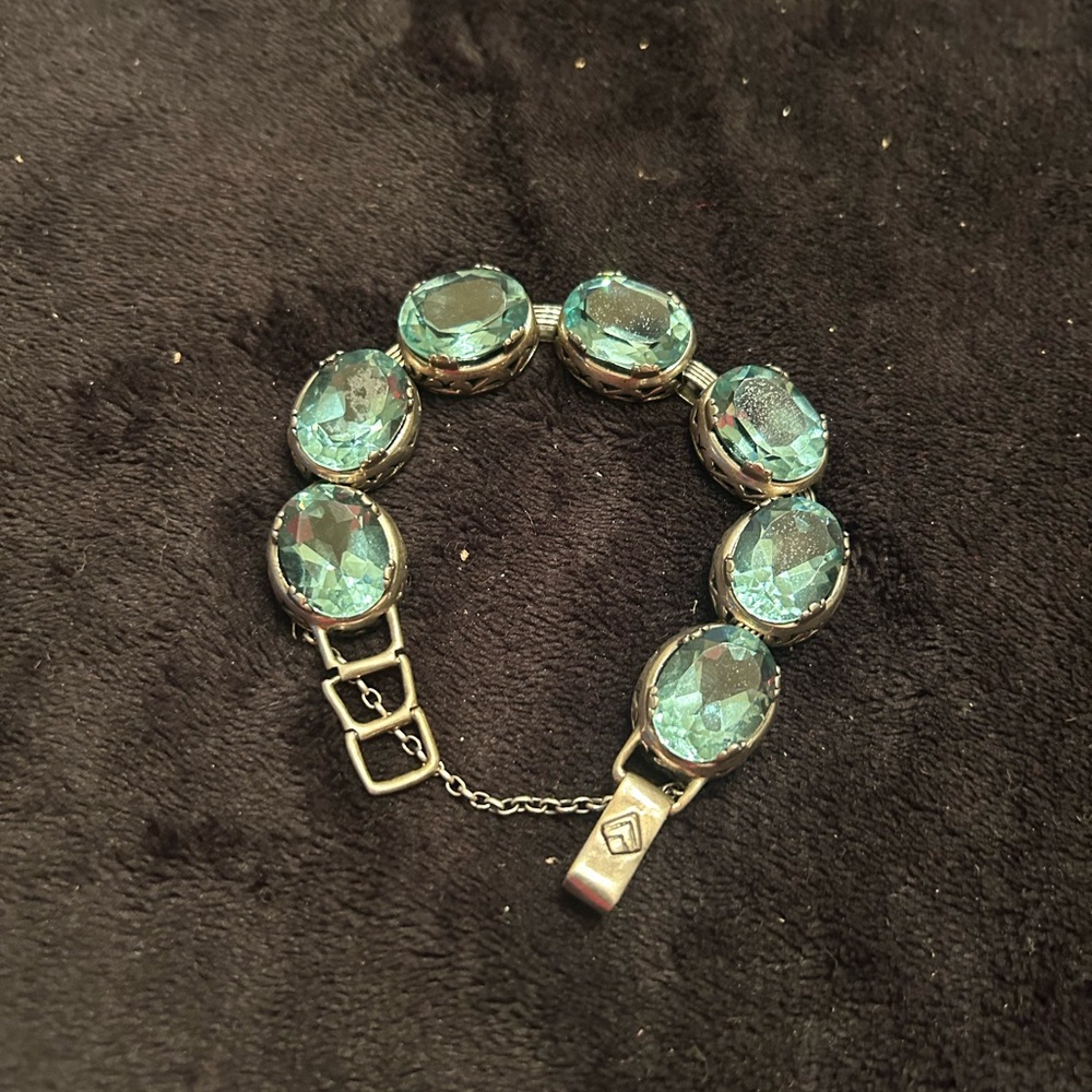 Silpada Aqua Blue Faceted Crystal Link Bracelet